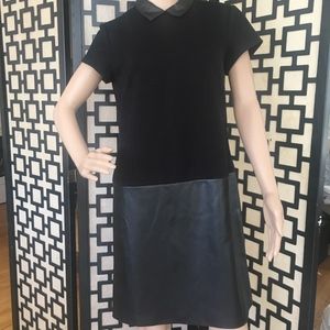 Ann Taylor Black Knit and Pleather Dress